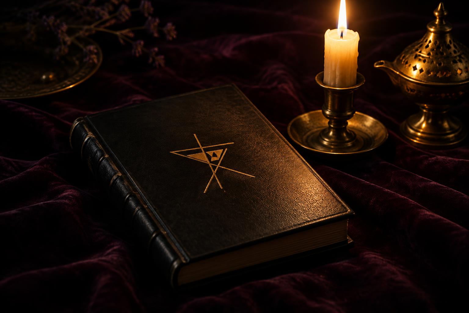 The Rites of One on dark velvet beside a candle