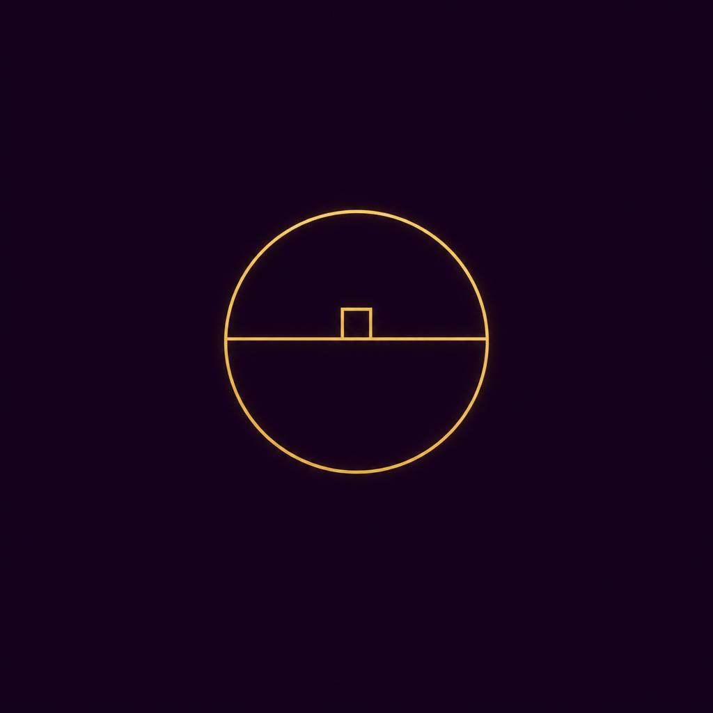 A thin circle crossed by a single straight chord, with a small square notch sitting on the chord