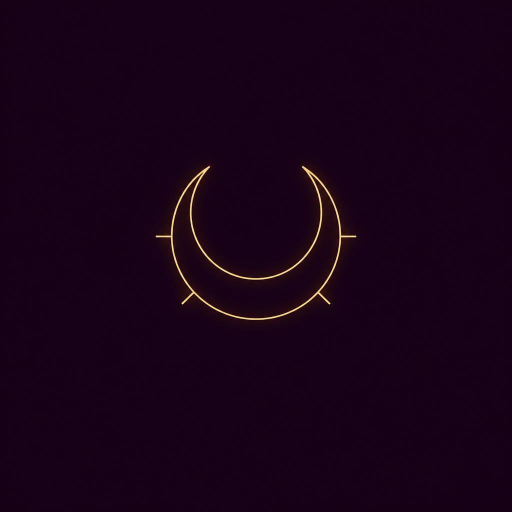 A crescent moon with short tick marks spaced along its outer curve